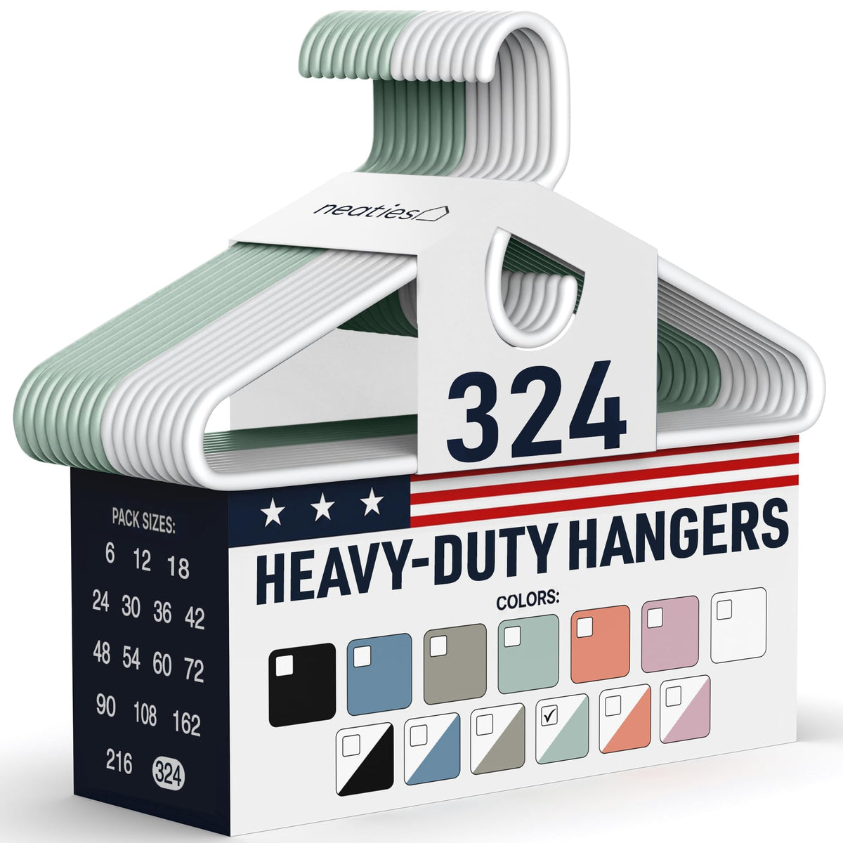 Heavy Duty Clothes Hangers 36 Pack – Made in The USA – 8lb Capacity Plastic Hangers for Adult Clothing – Durable for Pants, Coats, Jackets, or Jeans – White