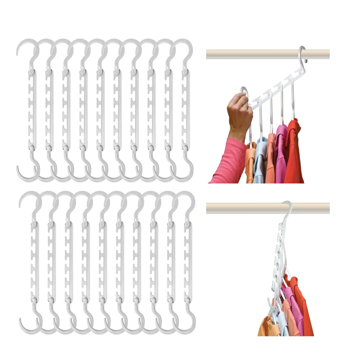 Wonder Hanger Max Space Saving Closet Hangers, 10-Pack, 360° Swivel, Grey