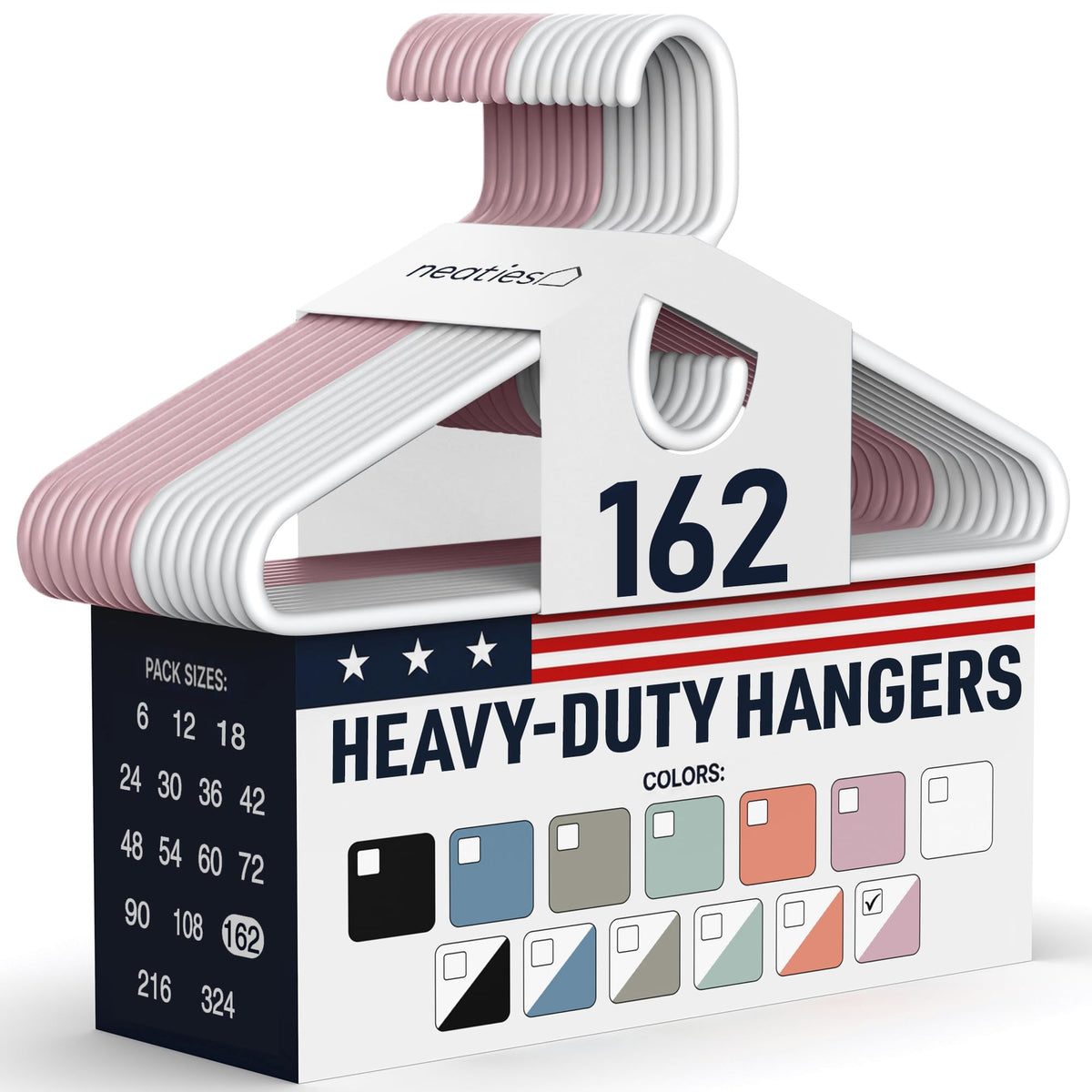 Heavy Duty Clothes Hangers 36 Pack – Made in The USA – 8lb Capacity Plastic Hangers for Adult Clothing – Durable for Pants, Coats, Jackets, or Jeans – White