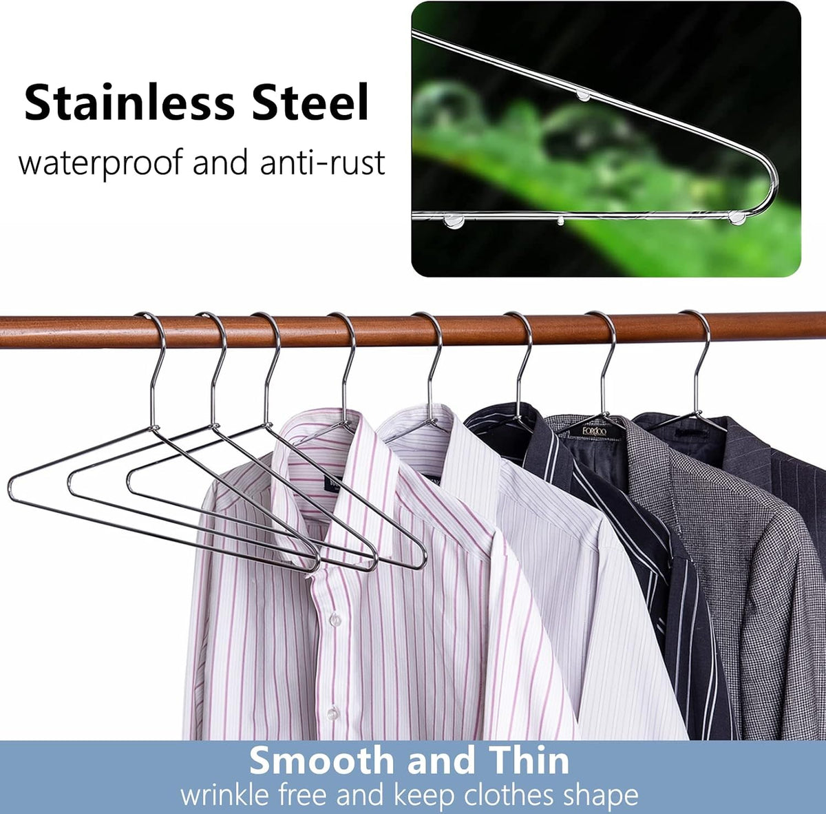 Amber Home 30 Pack Heavy Duty Metal Coat Hangers, Smooth Chrome Hangers