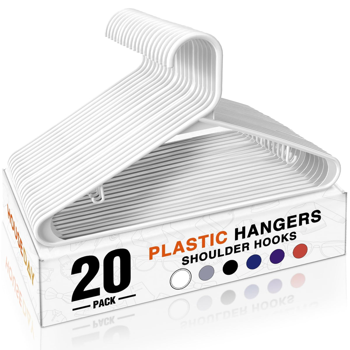 HOUSE DAY Black Plastic Hangers 16 Pack, Slim Space-Saving Clothes Hangers