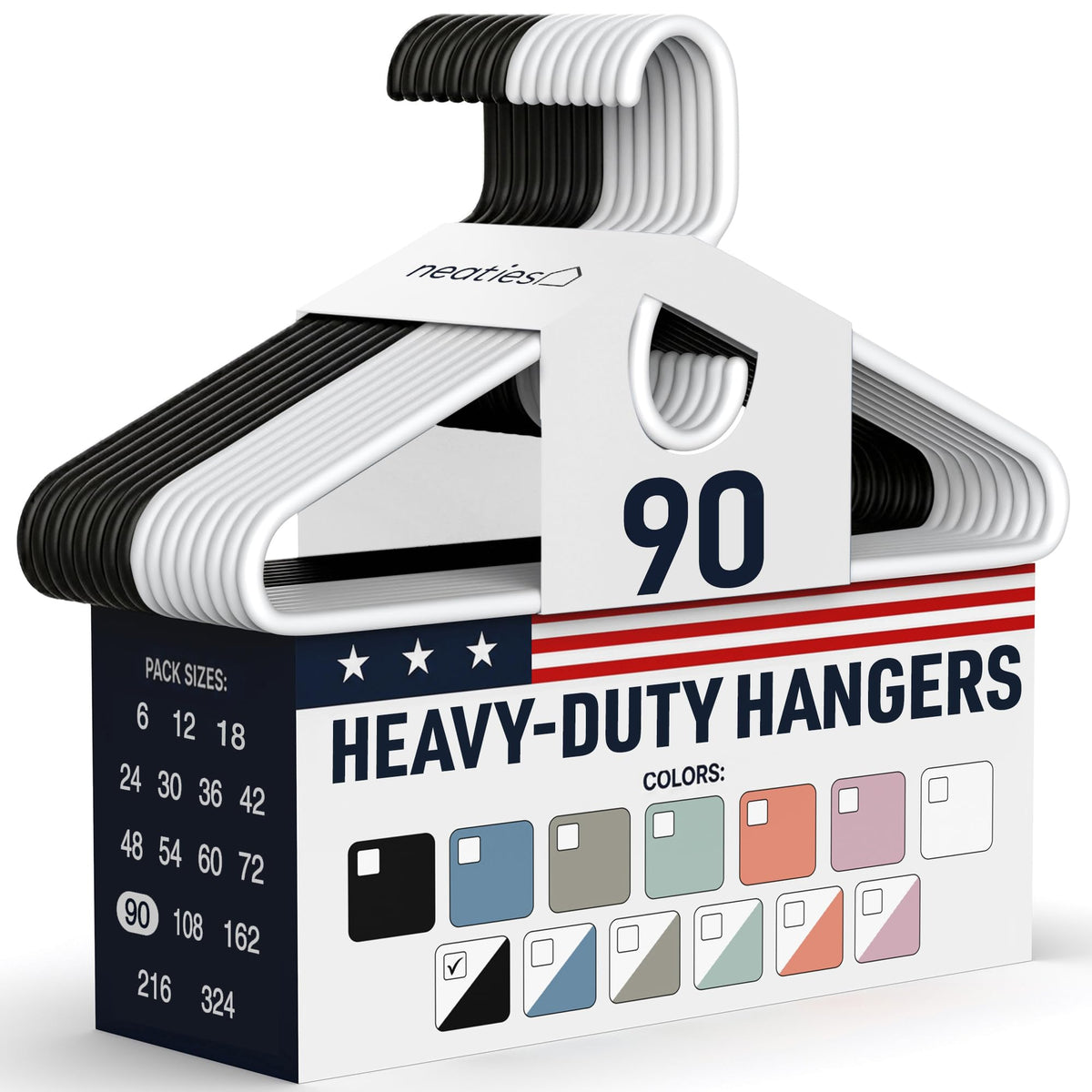 Heavy Duty Clothes Hangers 36 Pack – Made in The USA – 8lb Capacity Plastic Hangers for Adult Clothing – Durable for Pants, Coats, Jackets, or Jeans – White