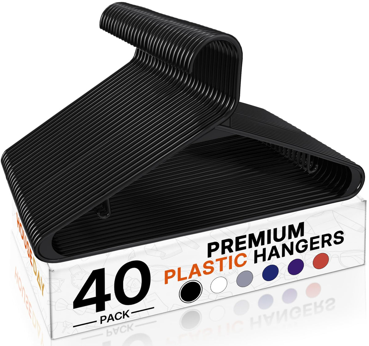 HOUSE DAY Black Plastic Hangers 16 Pack, Slim Space-Saving Clothes Hangers