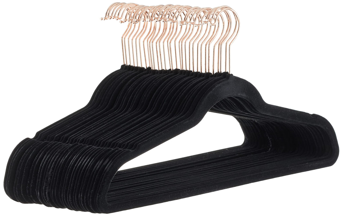 Amazon Basics Slim Velvet Non-Slip Space Saving Suit Clothes Hangers, Sturdy Metal, Gray/Silver, 30-Pack