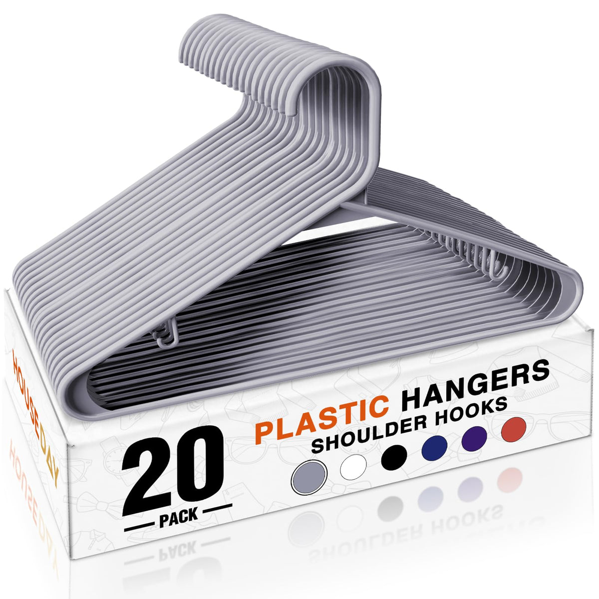HOUSE DAY Black Plastic Hangers 16 Pack, Slim Space-Saving Clothes Hangers