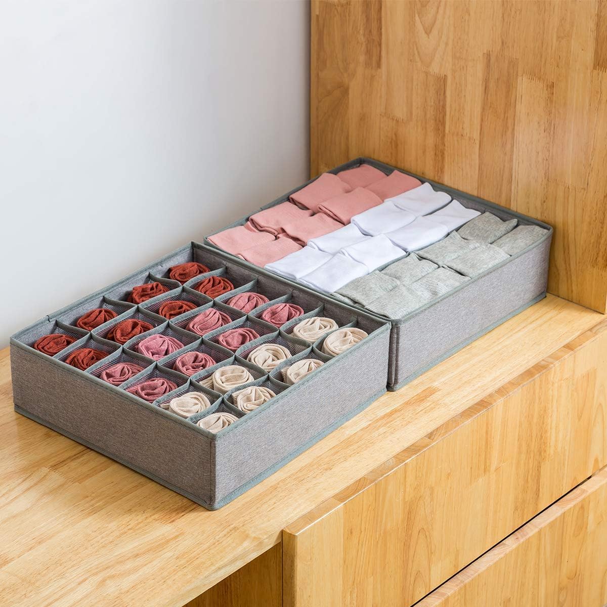 Qozary 2 Pack Socks Underwear Drawer Organizer Divider