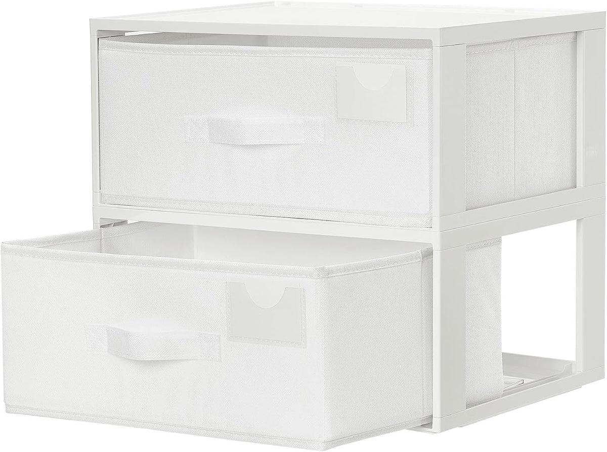 Vtopmart 2 Pack Closet Drawer Organizer, Stackable Fabric Drawers, White