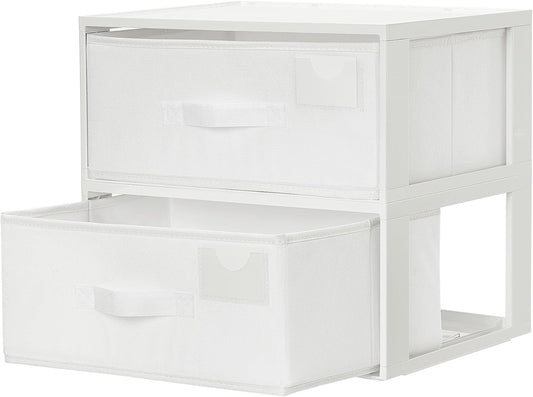 Vtopmart 2 Pack Closet Drawer Organizer, Stackable Fabric Drawers, White