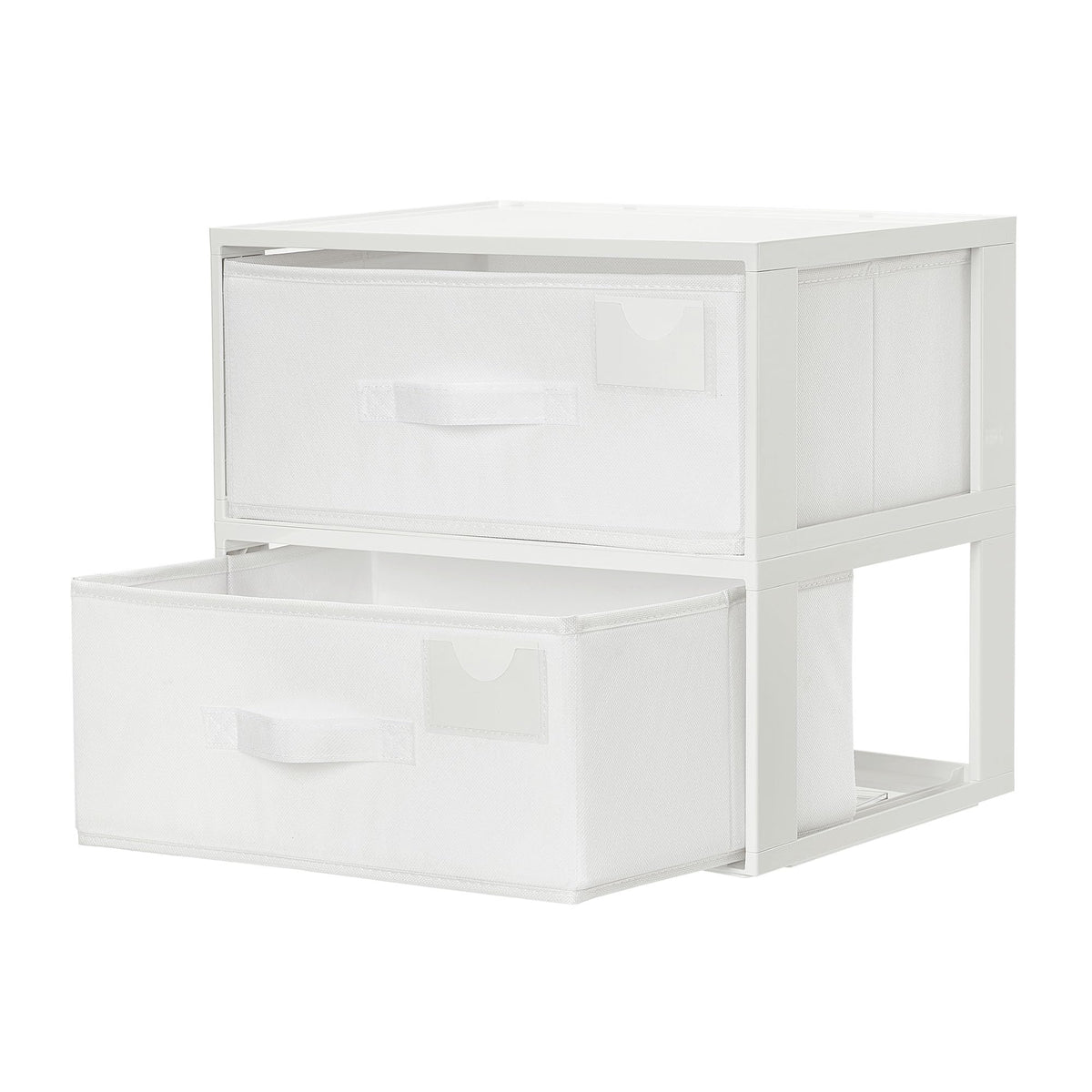 Vtopmart 2 Pack Closet Drawer Organizer, Stackable Fabric Drawers, White