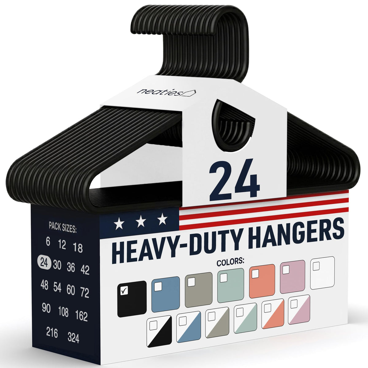 Heavy Duty Clothes Hangers 36 Pack – Made in The USA – 8lb Capacity Plastic Hangers for Adult Clothing – Durable for Pants, Coats, Jackets, or Jeans – White