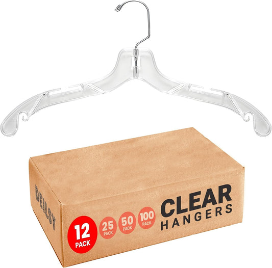 DEILSY™ Clear Plastic Hangers 12 Pack Durable Plastic Shirt Hangers