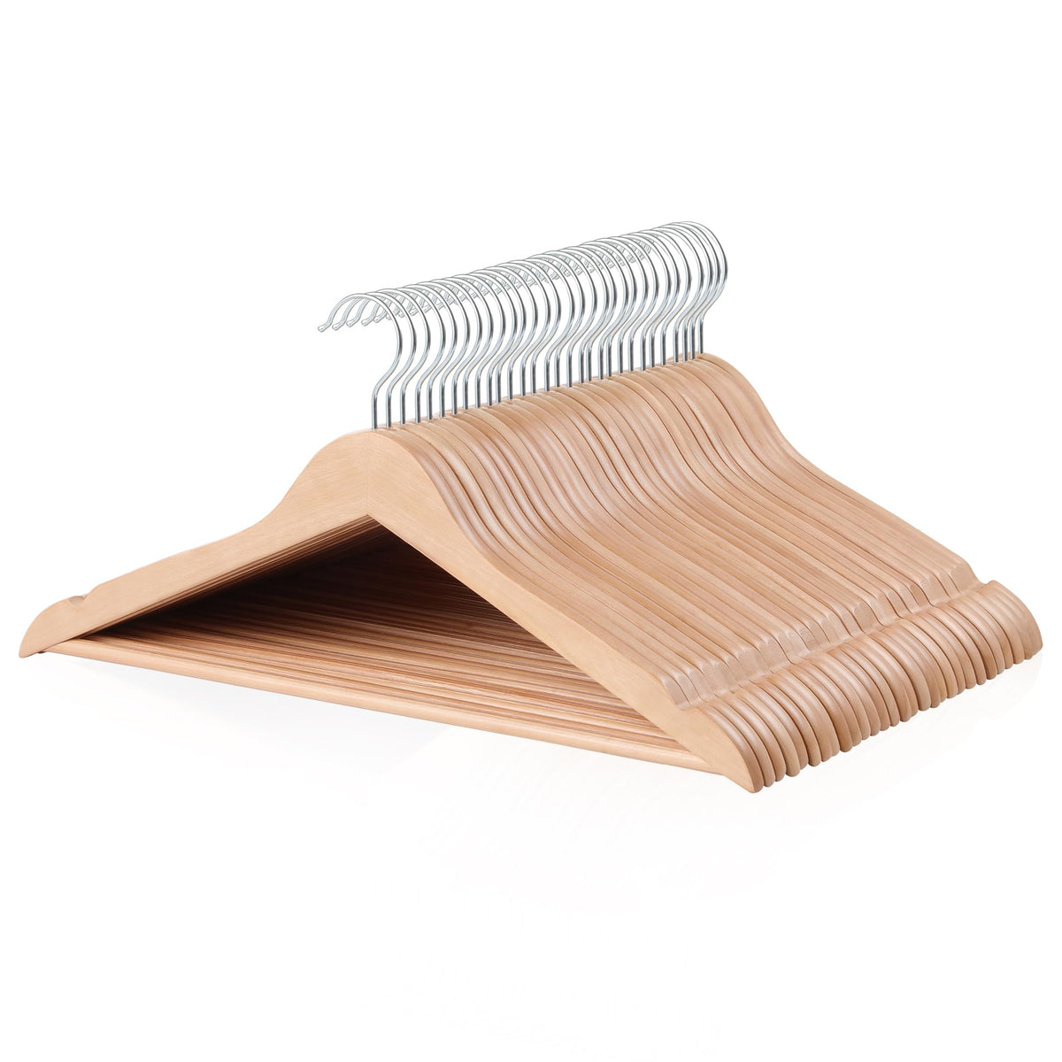 Amazon Basics Wood Suit Clothes Hangers for Closet Organizer, Natural, 20-Pack