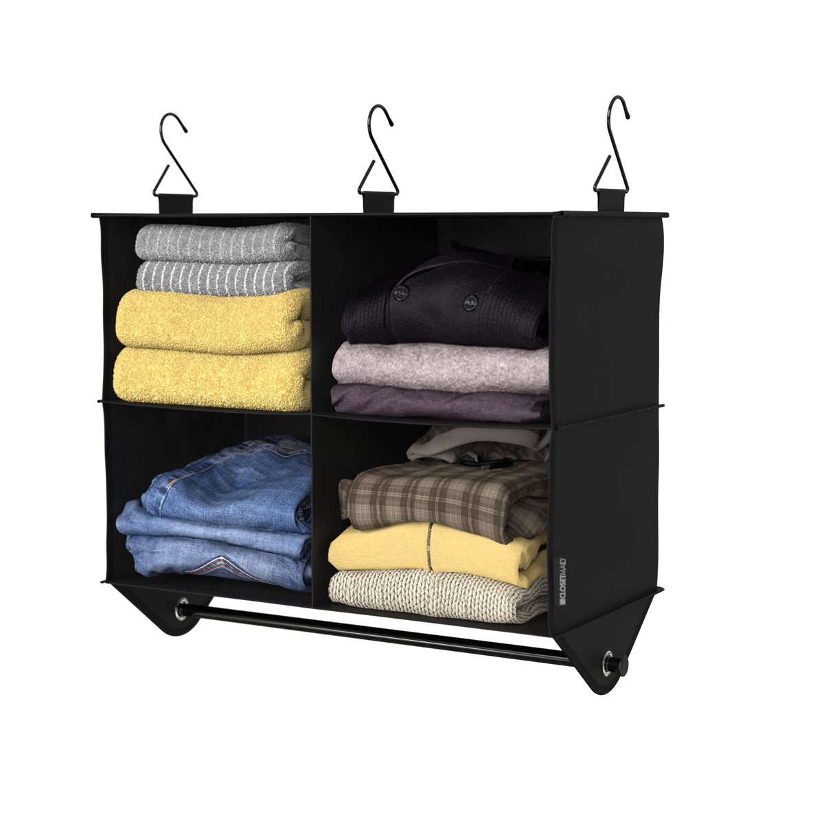 ClosetMaid 10-Shelf Fabric Hanging Shoe Storage Organizer for Closet, Charcoal Black