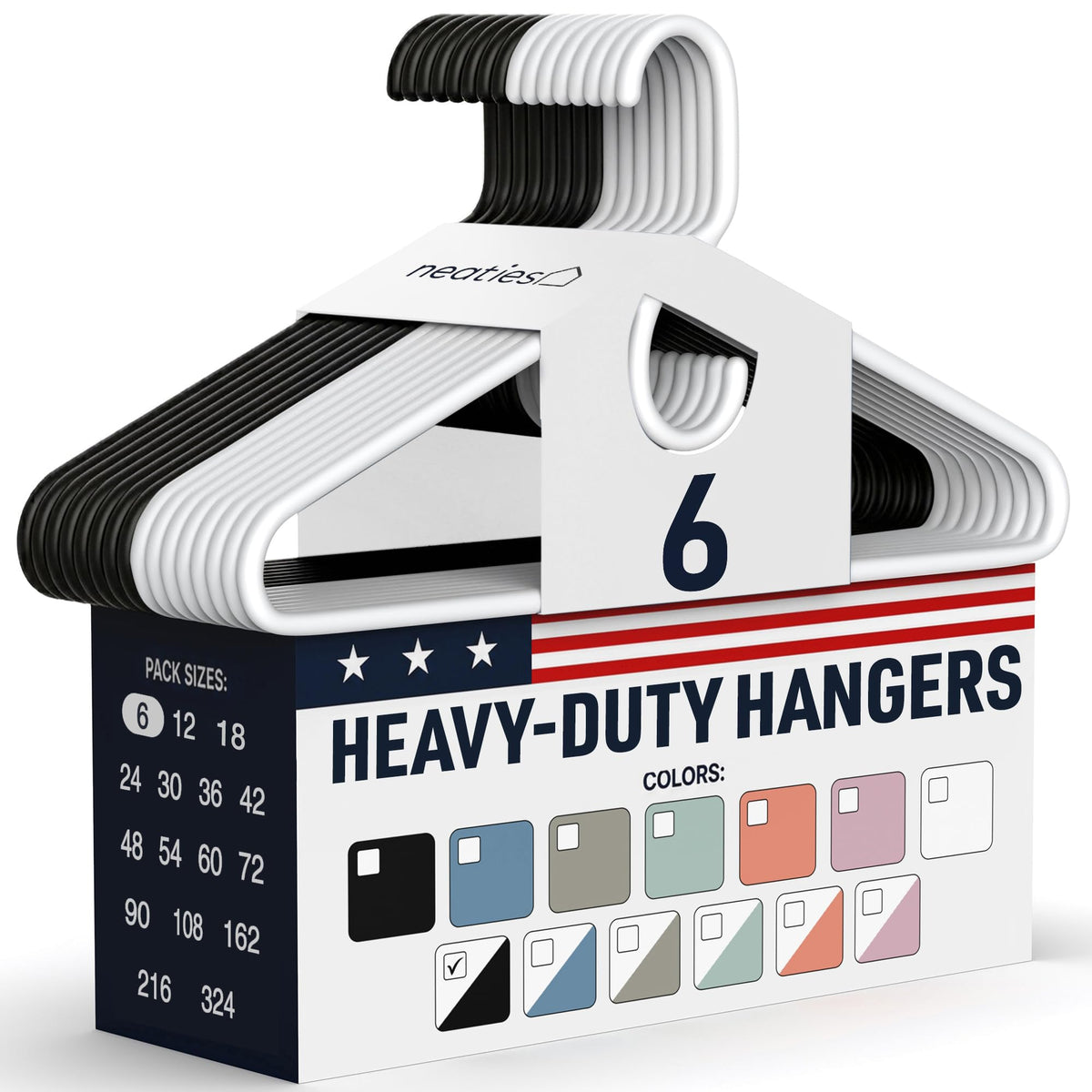 Heavy Duty Clothes Hangers 36 Pack – Made in The USA – 8lb Capacity Plastic Hangers for Adult Clothing – Durable for Pants, Coats, Jackets, or Jeans – White