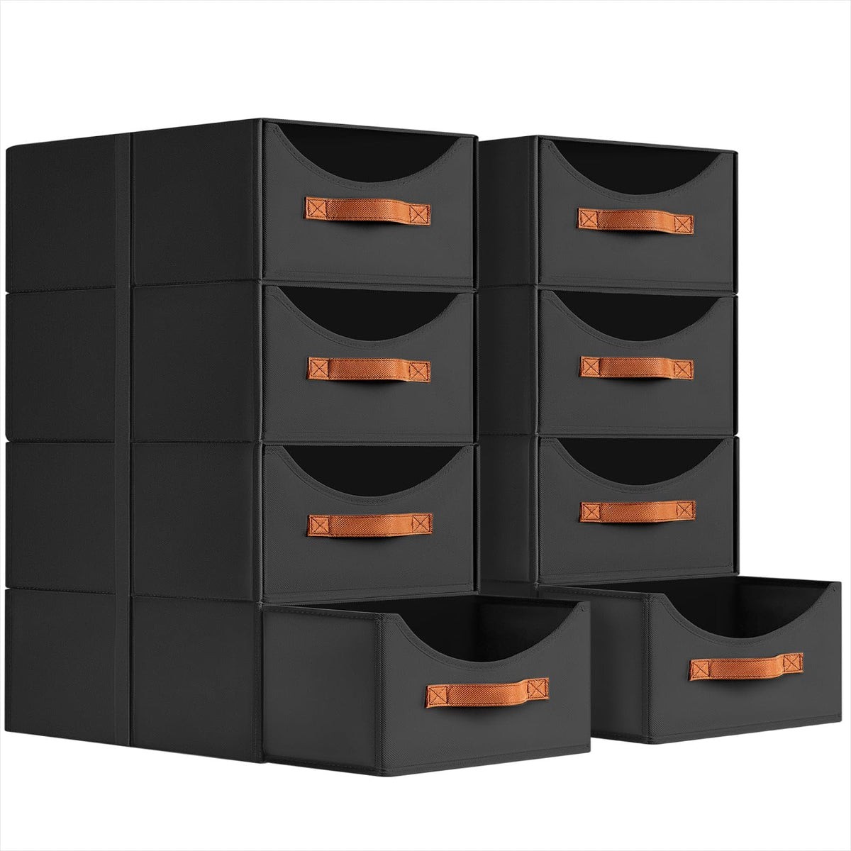 Homsorout Stackable Storage Drawers - Collapsible Storage Bins with Drawers, 4 Pack Closet Shelf Organizer Basket, Fabric Pull Out Organizer for Bedroom, Living Room, Dorm, Beige