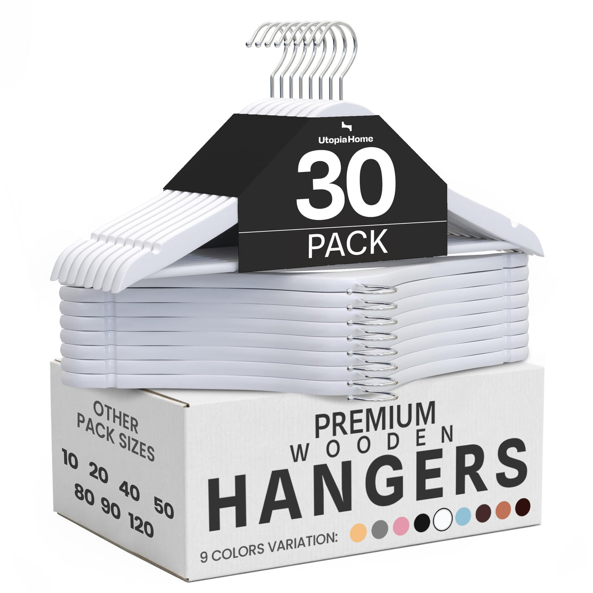 Utopia Home Wooden Hangers 30 Pack – Slim Suit Hangers Natural