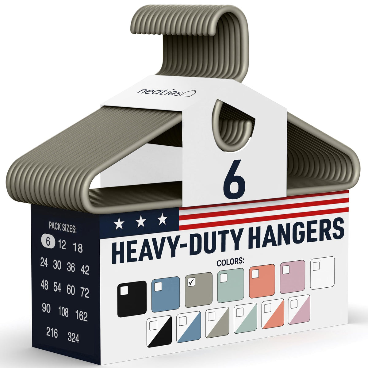 Heavy Duty Clothes Hangers 36 Pack – Made in The USA – 8lb Capacity Plastic Hangers for Adult Clothing – Durable for Pants, Coats, Jackets, or Jeans – White