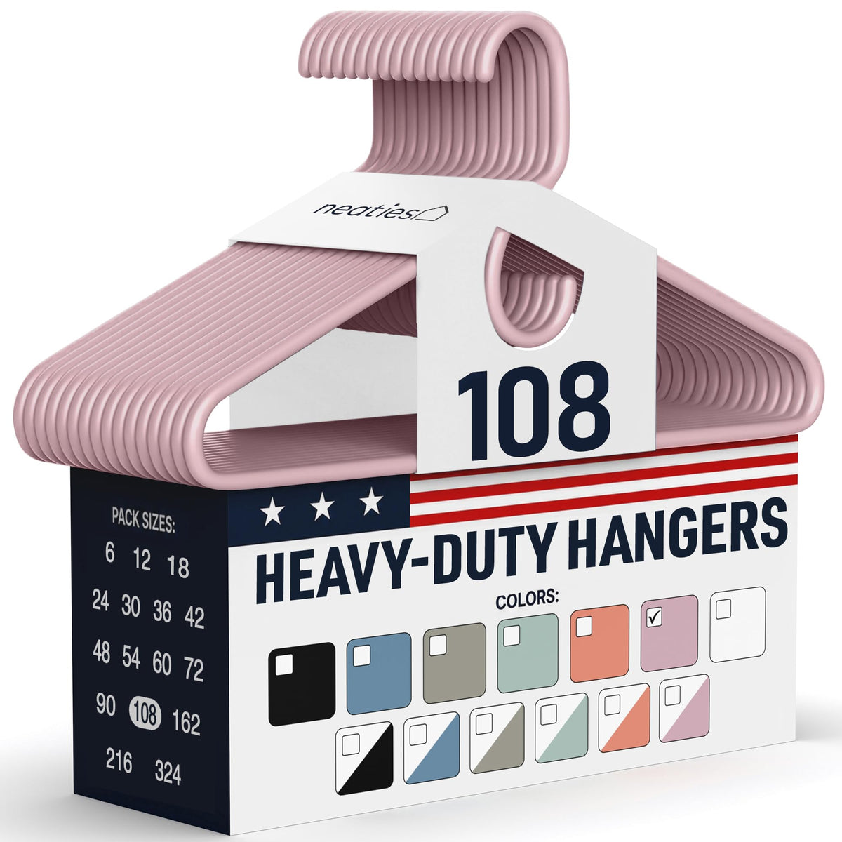 Heavy Duty Clothes Hangers 36 Pack – Made in The USA – 8lb Capacity Plastic Hangers for Adult Clothing – Durable for Pants, Coats, Jackets, or Jeans – White