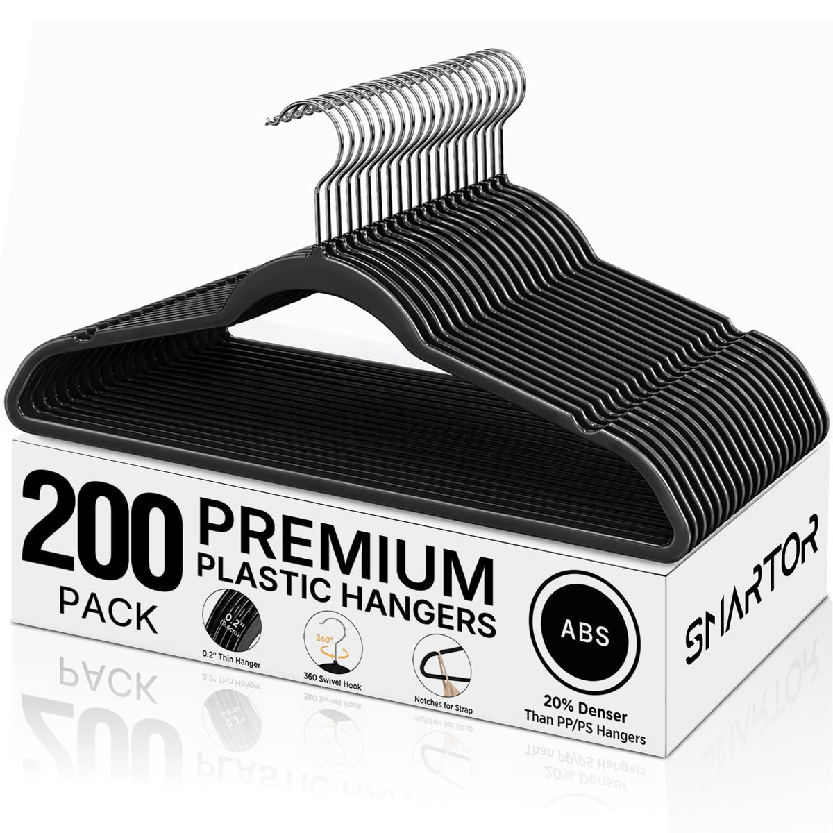 SMARTOR Plastic Hangers 50 Pack, Heavy Duty Plastic Hangers for Clothes
