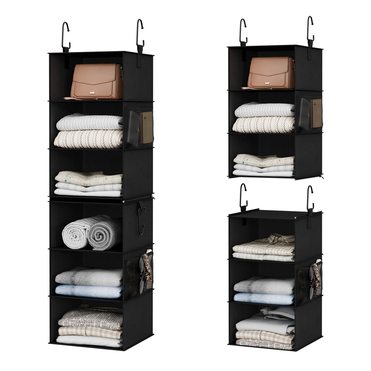 StorageWorks Hanging Closet Organizer, 6-Shelf with 2-in-1 Design, Ivory