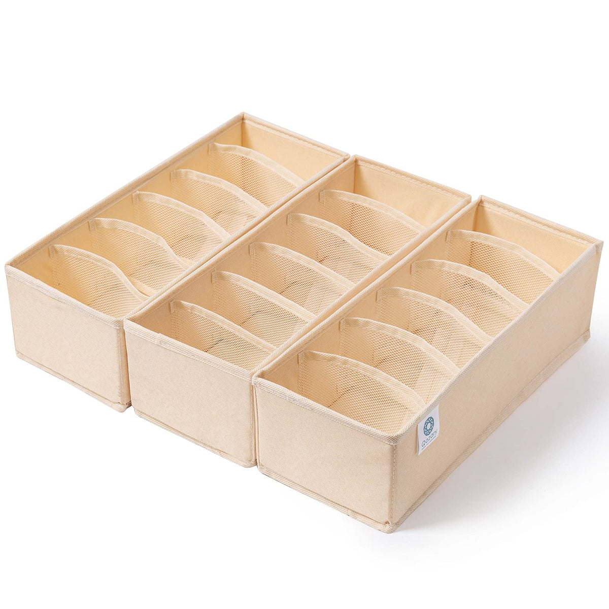 Qozary 3 Pack Sock Underwear Drawer Organizer Dividers, Collapsible Cabinet Closet Storage Boxes for Clothes, Socks, Lingerie, Underwear, Tie, Belt, Baby, Bedroom