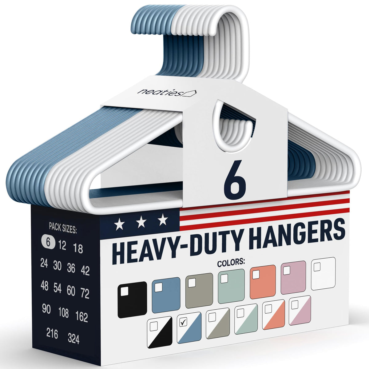Heavy Duty Clothes Hangers 36 Pack – Made in The USA – 8lb Capacity Plastic Hangers for Adult Clothing – Durable for Pants, Coats, Jackets, or Jeans – White