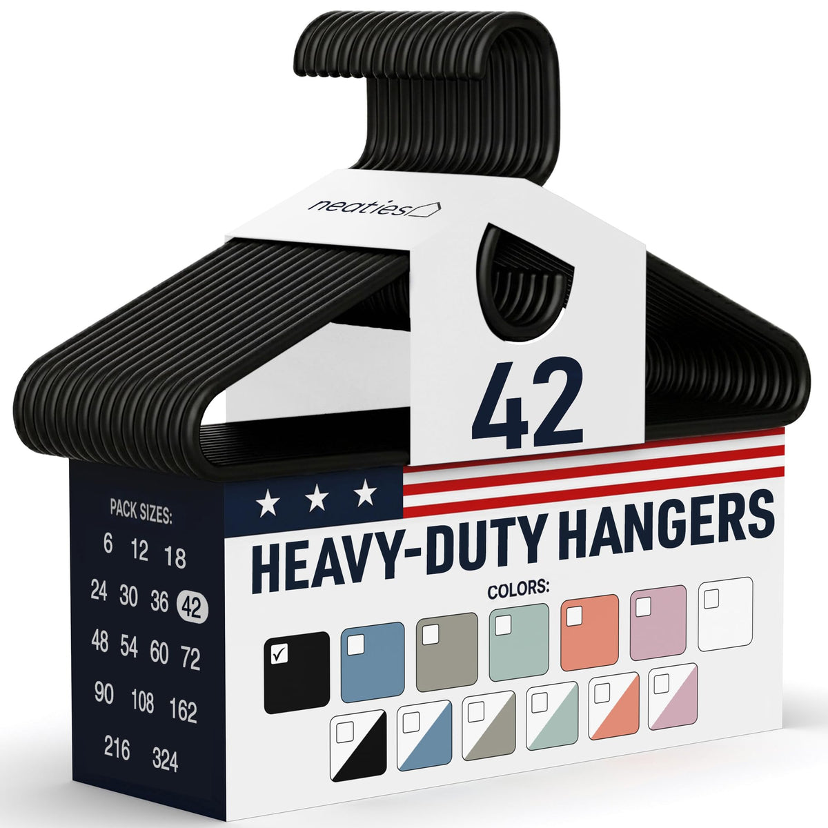 Heavy Duty Clothes Hangers 36 Pack – Made in The USA – 8lb Capacity Plastic Hangers for Adult Clothing – Durable for Pants, Coats, Jackets, or Jeans – White