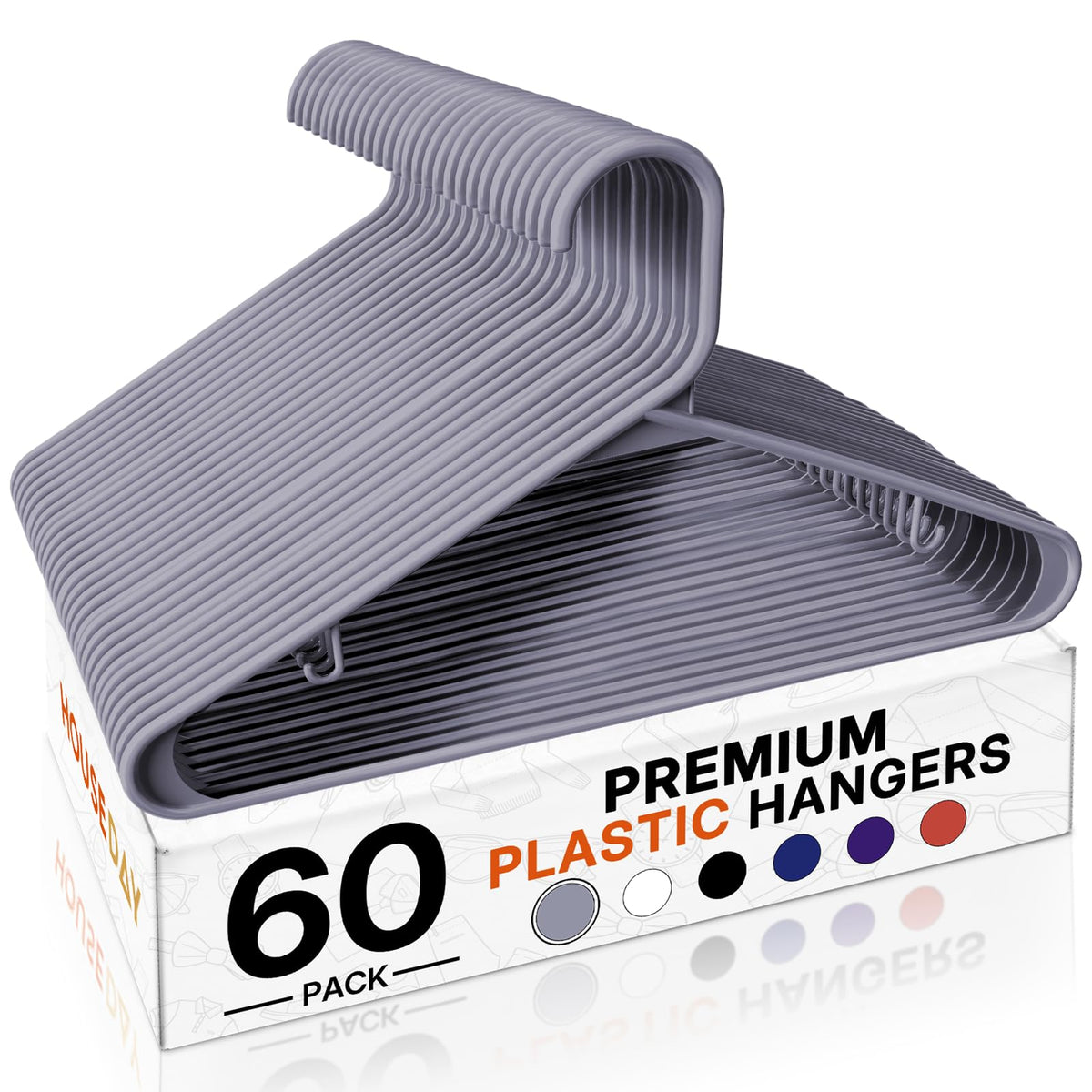 HOUSE DAY Black Plastic Hangers 16 Pack, Slim Space-Saving Clothes Hangers