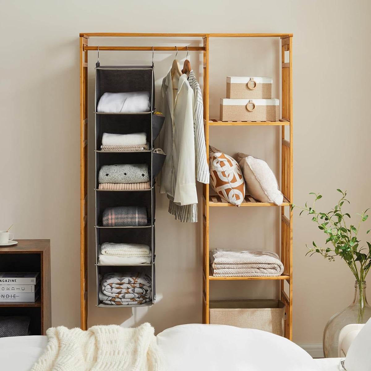 YOUDENOVA Hanging Closet Organizer and Storage, 6-Shelf, 2 Packs, Grey