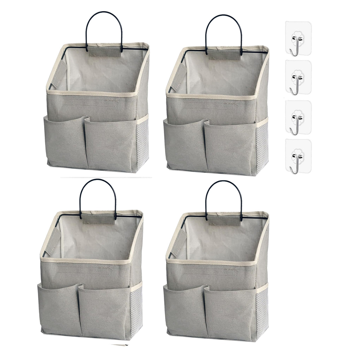 2 Pack Wall Hanging Storage Bag,Wall Hanging Organizer with Pockets, Hanging storage basket for Dormitory Bathroom Bedroom (Grey-upgraded)