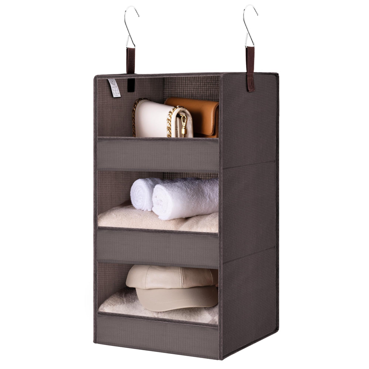 GRANNY SAYS 3-Shelf Hanging Closet Organizer, Foldable Storage, Gray