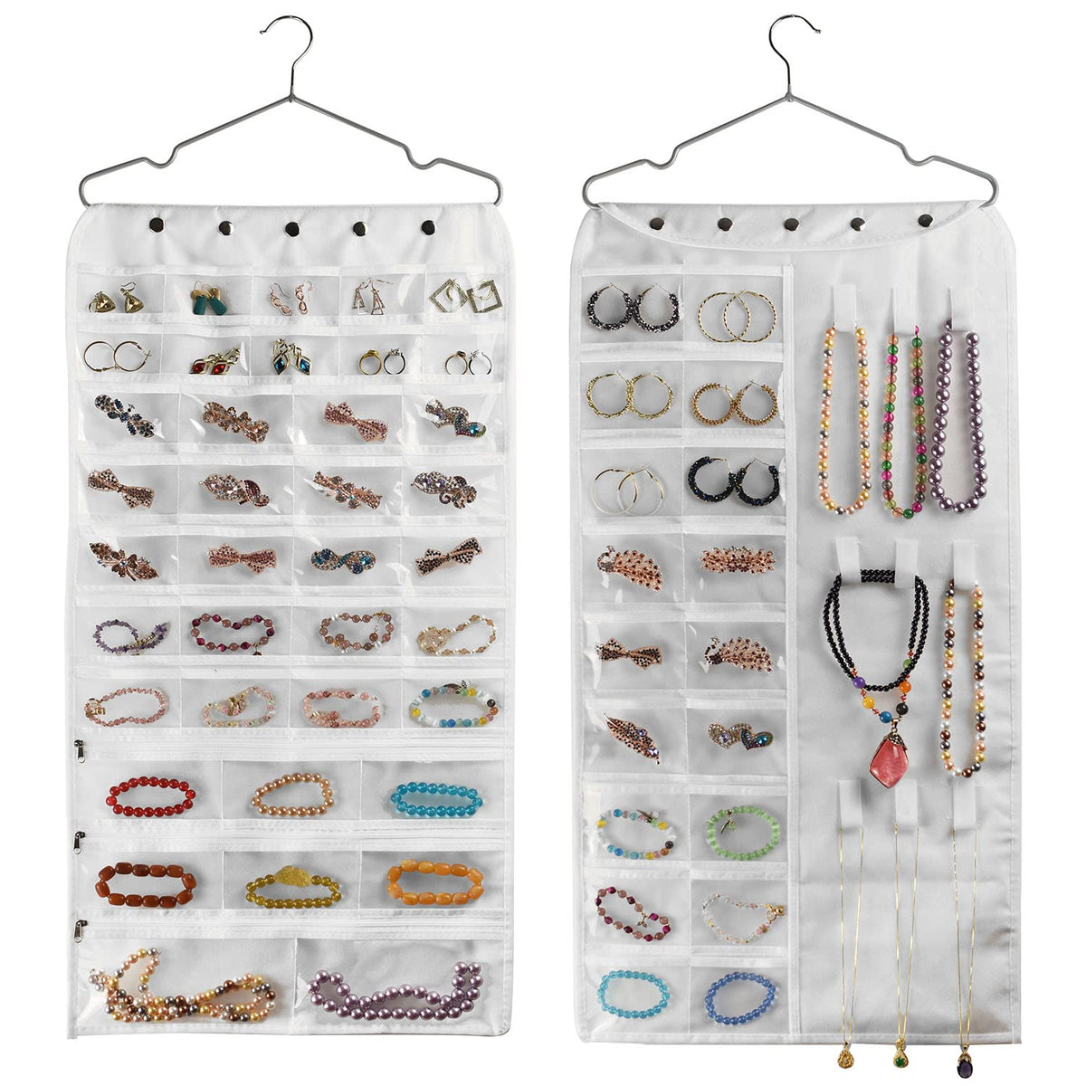 BB Brotrade Hanging Jewelry Organizer,Accessories Organizer,80 Pocket Organizer for Holding Jewelries（Beige）