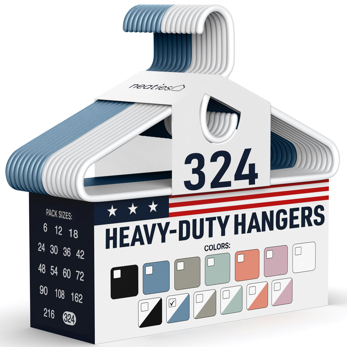 Heavy Duty Clothes Hangers 36 Pack – Made in The USA – 8lb Capacity Plastic Hangers for Adult Clothing – Durable for Pants, Coats, Jackets, or Jeans – White