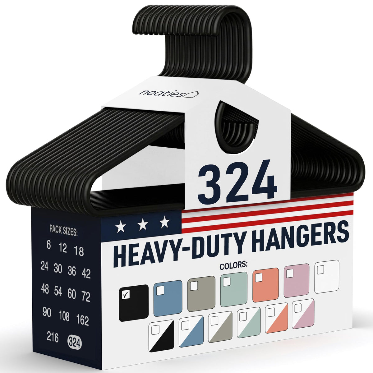 Heavy Duty Clothes Hangers 36 Pack – Made in The USA – 8lb Capacity Plastic Hangers for Adult Clothing – Durable for Pants, Coats, Jackets, or Jeans – White