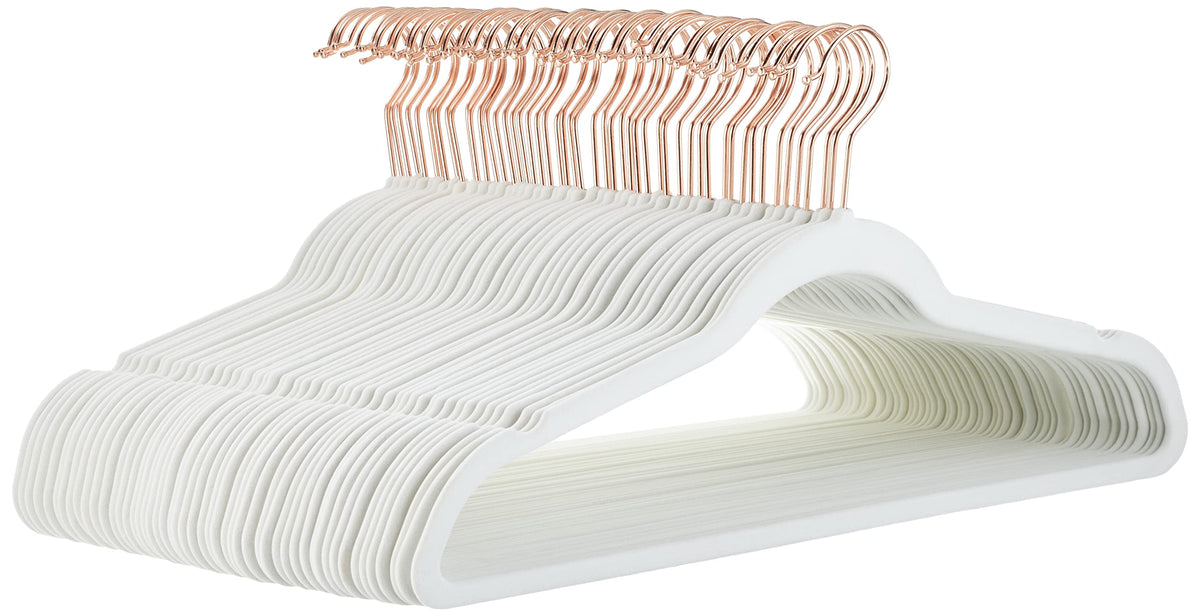Amazon Basics Slim Velvet Non-Slip Space Saving Suit Clothes Hangers, Sturdy Metal, Gray/Silver, 30-Pack
