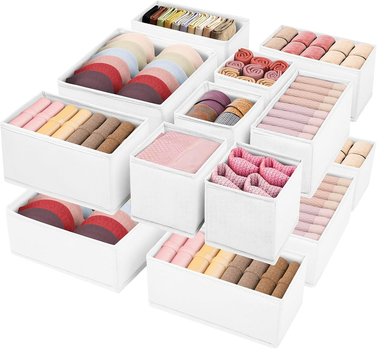 Drawer Clothing Organizer 16-Pack,Fabric Pink Underwear Dividers