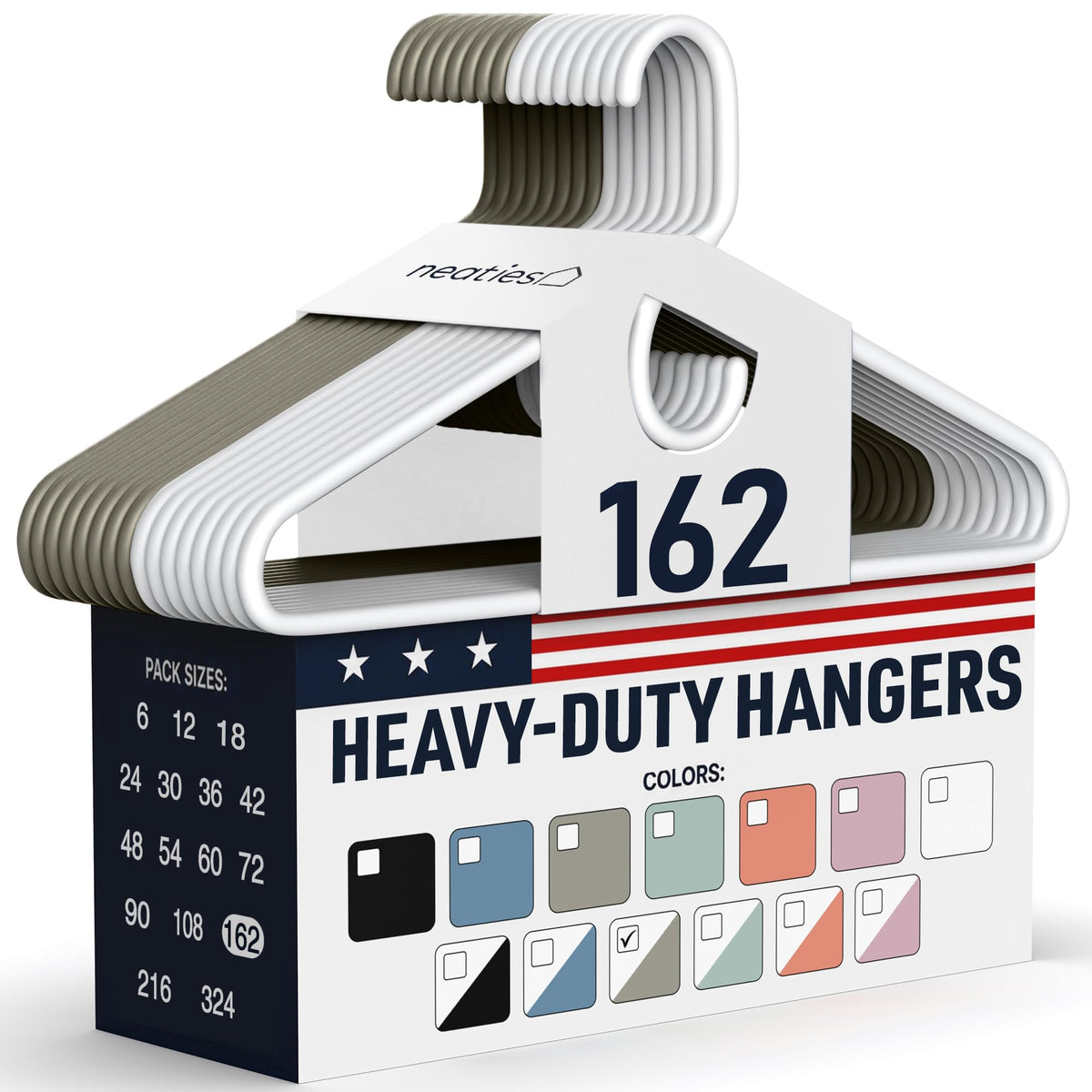 Heavy Duty Clothes Hangers 36 Pack – Made in The USA – 8lb Capacity Plastic Hangers for Adult Clothing – Durable for Pants, Coats, Jackets, or Jeans – White