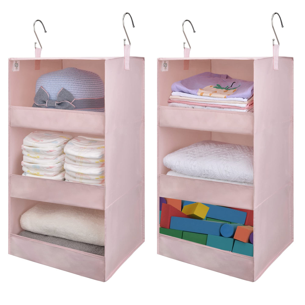 GRANNY SAYS 3-Shelf Hanging Closet Organizer, Foldable Storage, Gray