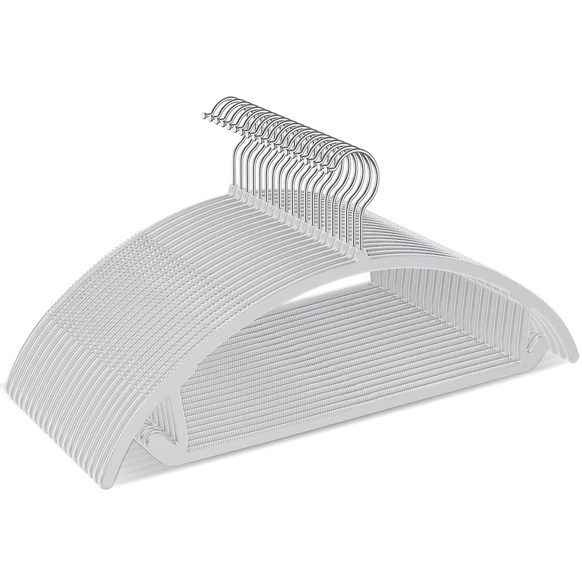 Ergonomic Curved Plastic Hangers 50 Pack No-Bump Black, Heavy Duty
