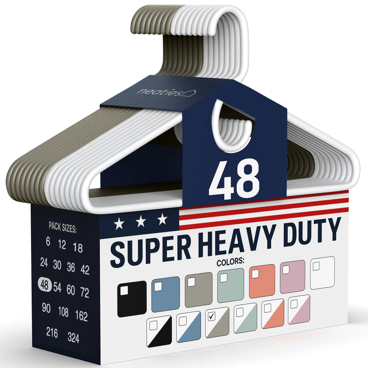 Heavy Duty Clothes Hangers 36 Pack – Made in The USA – 8lb Capacity Plastic Hangers for Adult Clothing – Durable for Pants, Coats, Jackets, or Jeans – White