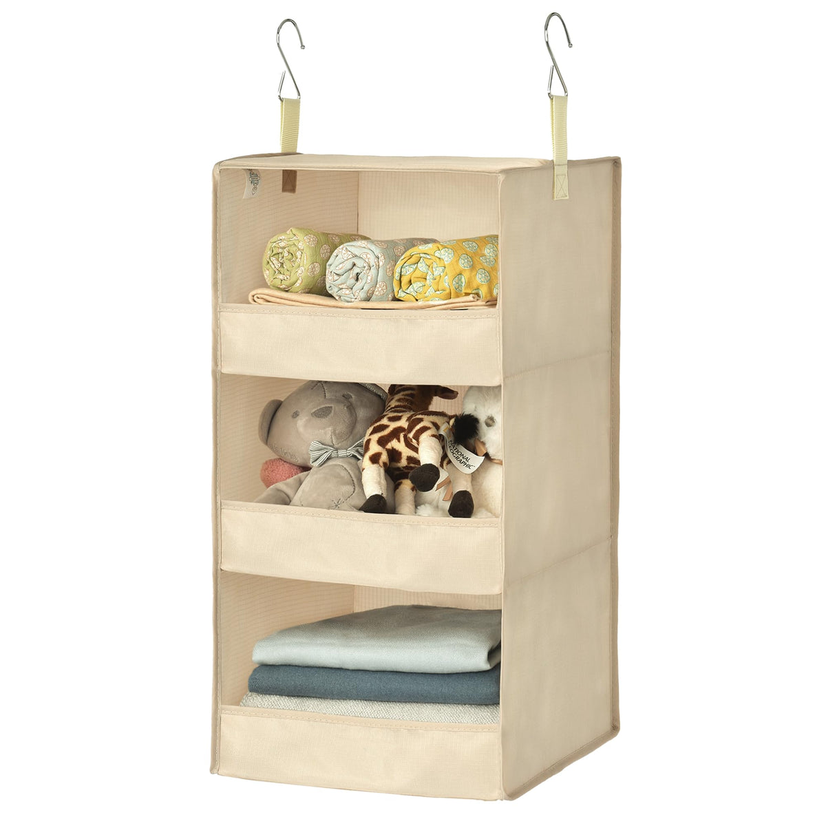 GRANNY SAYS 3-Shelf Hanging Closet Organizer, Foldable Storage, Gray