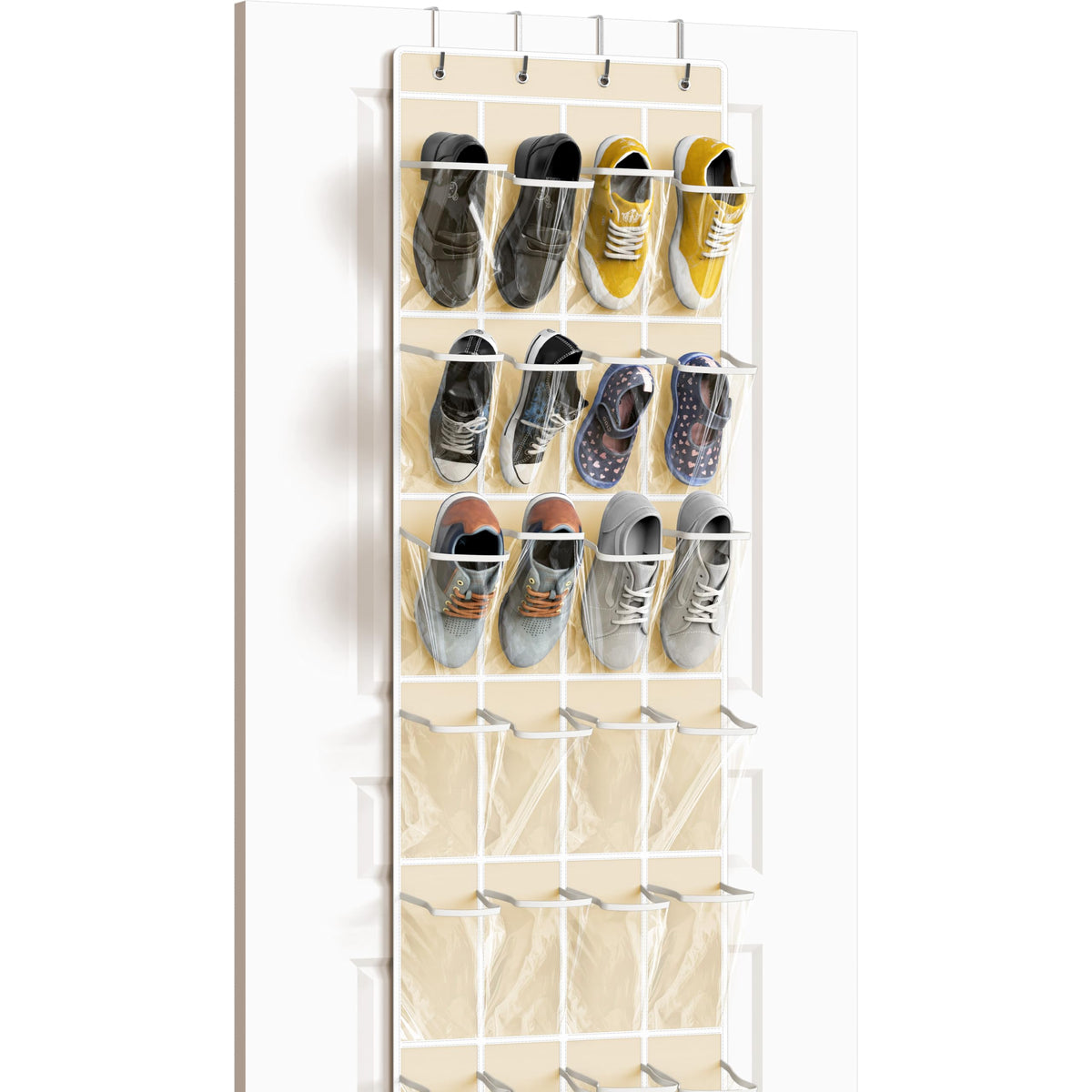 Simple Houseware 24 Pockets Clear Over the Door Shoe Organizer, Gray