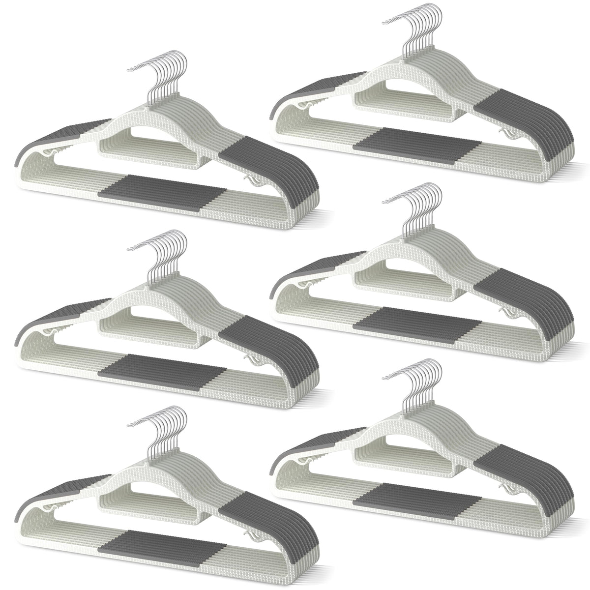 60 Pack Heavy Duty Plastic Hangers, Non Slip Clothes Hangers with Rubber Pads and 360° Hook - Thin Space Saving Hanger, Closet Organizer for Shirt, Pants, Suit, Skirt,Coat - Gray