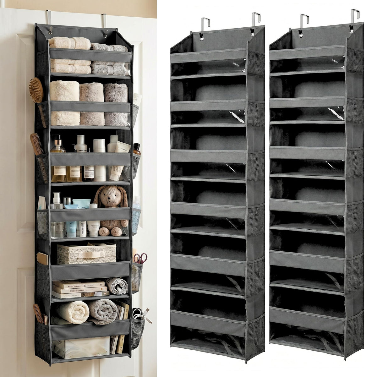 HOMELUX THEORY Over the Door Organizer, 6-Tier, 100D Fabric, Ivory 1pc