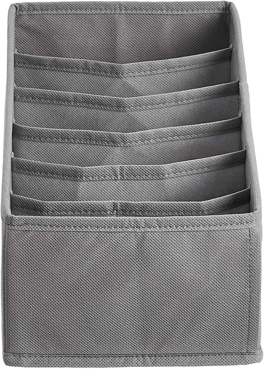 Amazon Basics Deep Drawer Organizer for Clothes, Collapsible Storage Boxes for Socks, Underwear and Baby Items, Set of 4, Gray