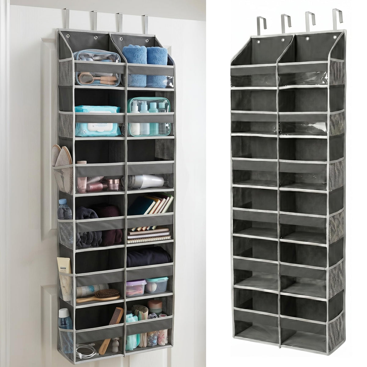 HOMELUX THEORY Over the Door Organizer, 6-Tier, 100D Fabric, Ivory 1pc