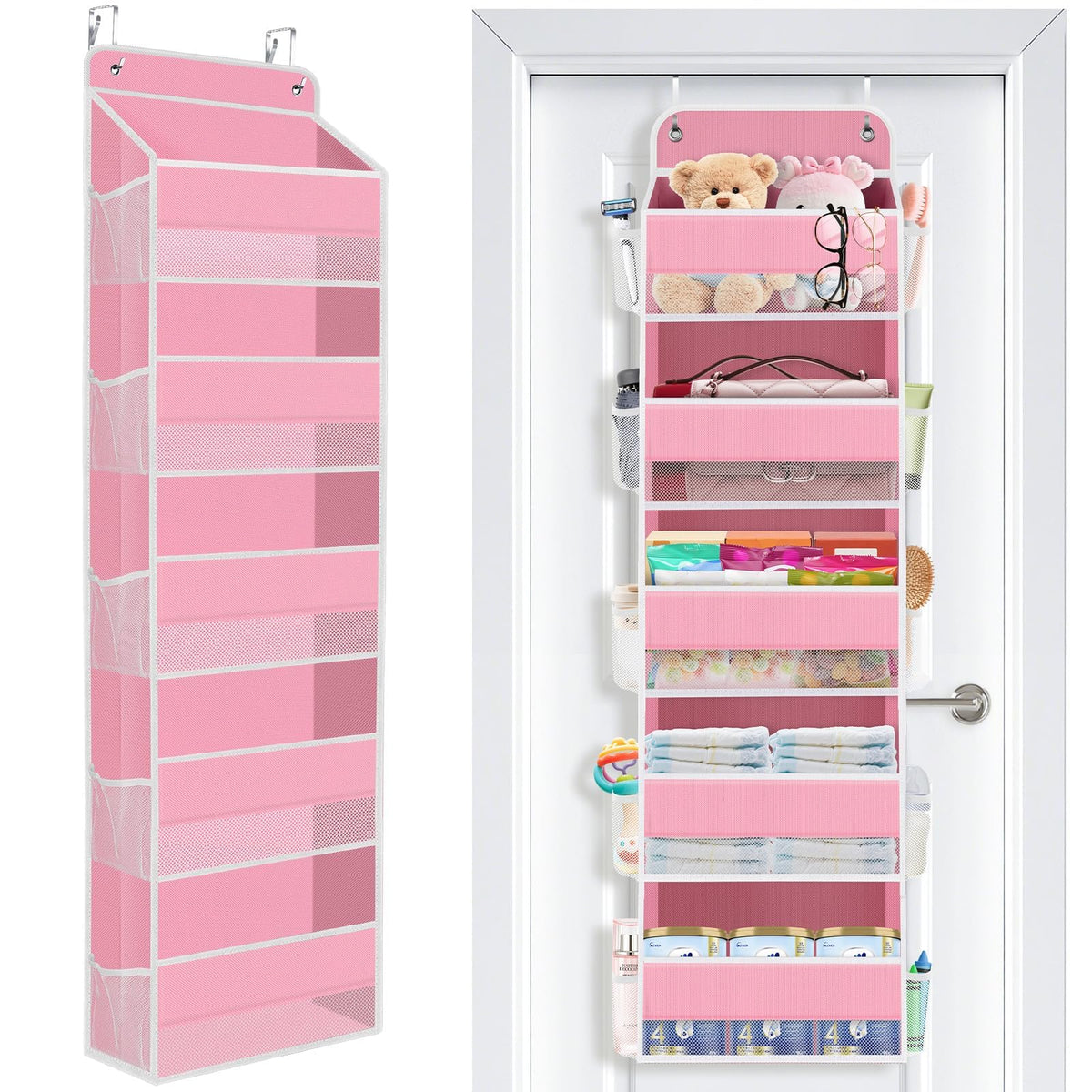 Over the Door Organizer, 4 Large Pocket Hanging Storage with 40lb Capacity