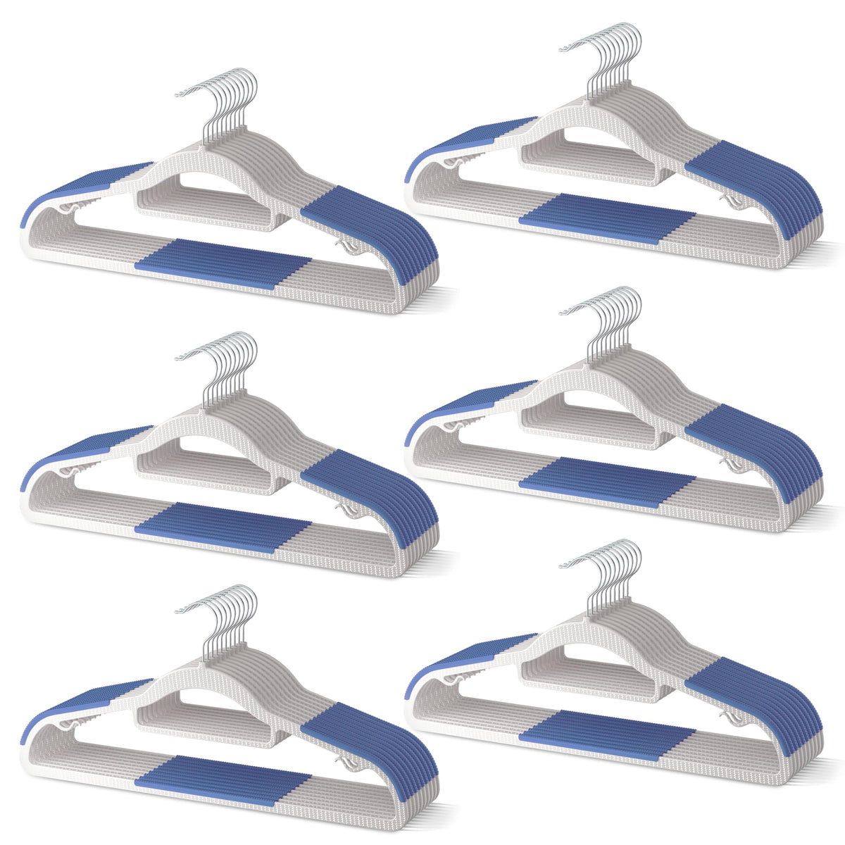 60 Pack Heavy Duty Plastic Hangers, Non Slip Clothes Hangers with Rubber Pads and 360° Hook - Thin Space Saving Hanger, Closet Organizer for Shirt, Pants, Suit, Skirt,Coat - Gray