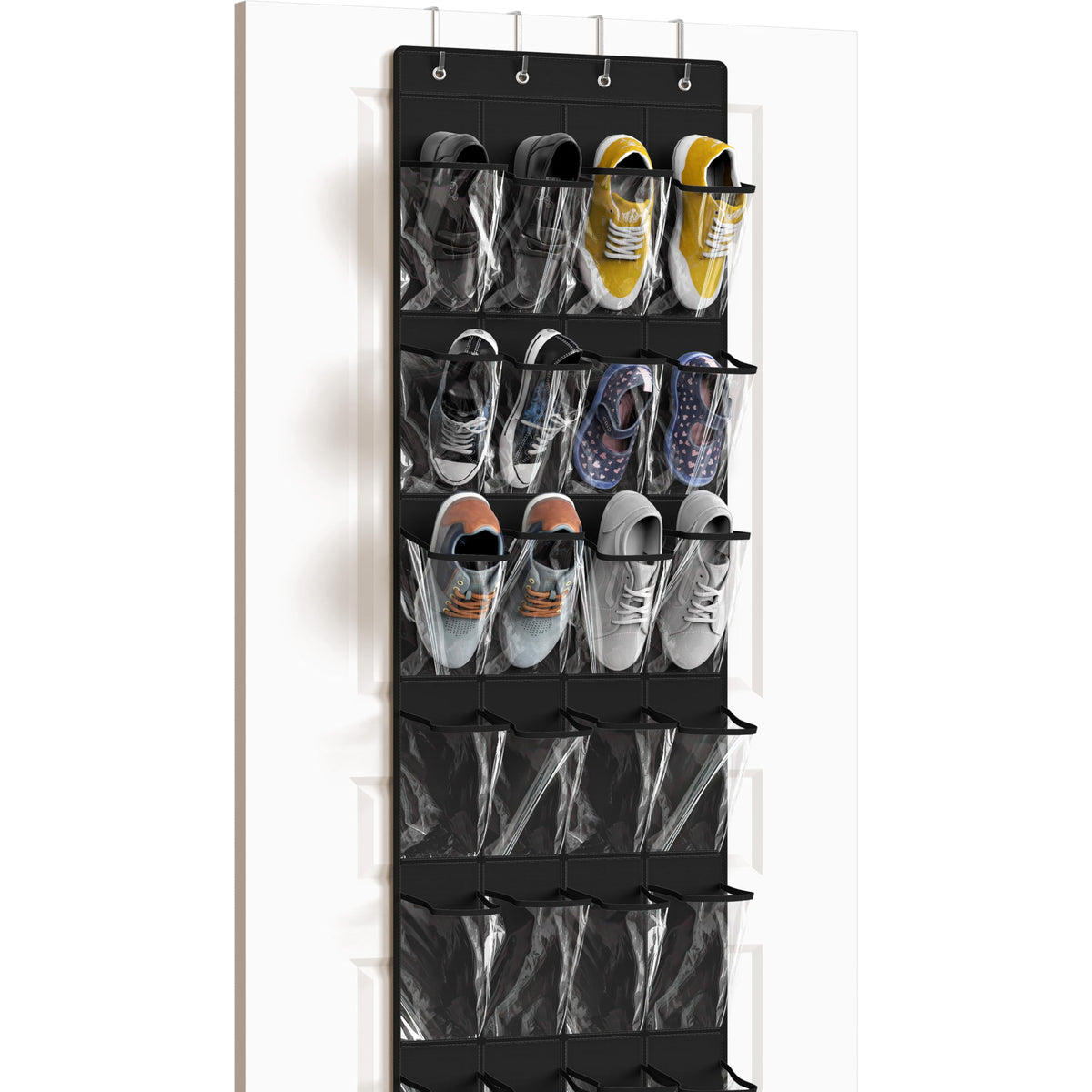 Simple Houseware 24 Pockets Clear Over the Door Shoe Organizer, Gray