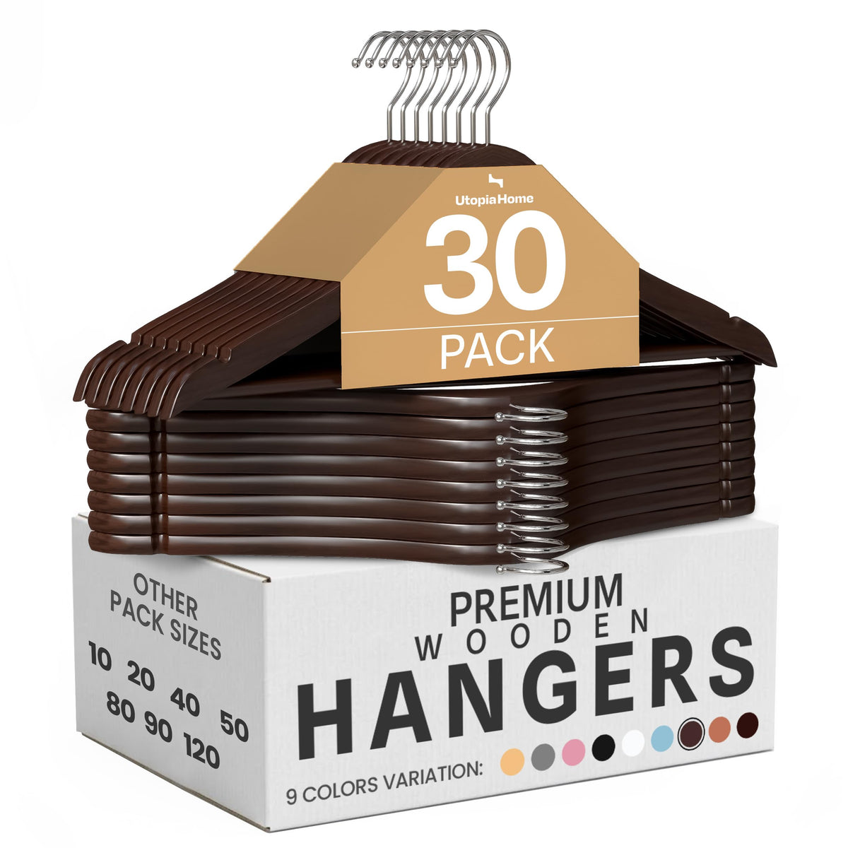 Utopia Home Wooden Hangers 30 Pack – Slim Suit Hangers Natural